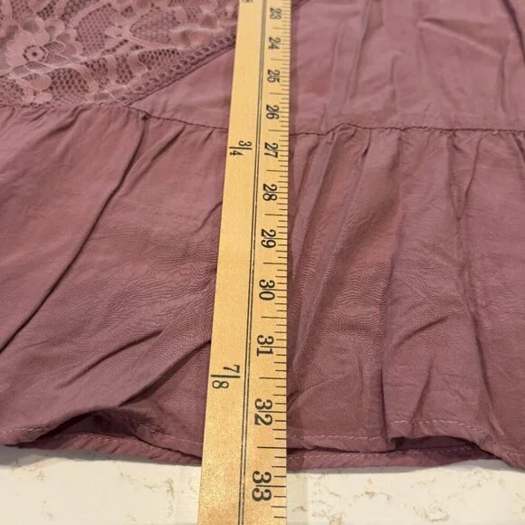 Altar’d State Mauve Lace Boho Shift Dress | Sleeveless Keyhole Back | Size Small - Picture 8 of 11